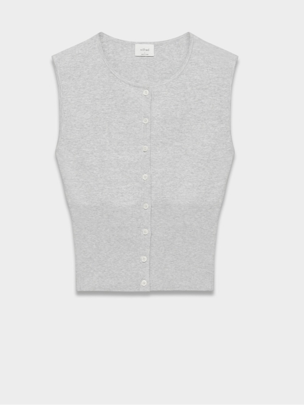 Aritzia Wilfred Golightly Sleeveless Cardigan in light heather gray, size Small